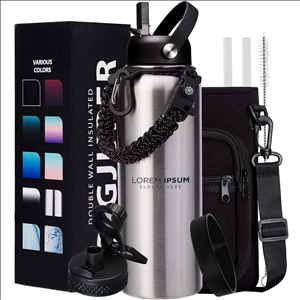 40oz Water Bottle with paracord handle and thermos flask Cap, Double Wall Vacuum Insulated